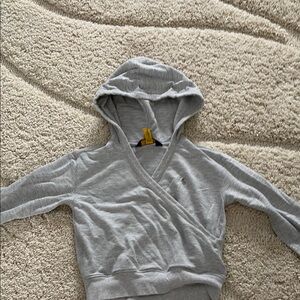 Gray Hooded Wrap Sweater